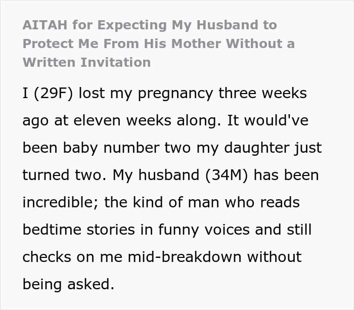 Wife Sets "Nobody Comes Over" Rule After Miscarriage, Hubby Thinks It Doesn't Apply To His Mommy Wife Sets "Nobody Comes Over" Rule After Miscarriage, Hubby Thinks It Doesn't Apply To His Mommy