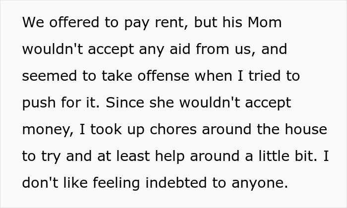 Screenshot of text about offering to pay rent. The woman is convinced her future mother-in-law is doing something to her food. Screenshot of text about offering to pay rent. The woman is convinced her future mother-in-law is doing something to her food.