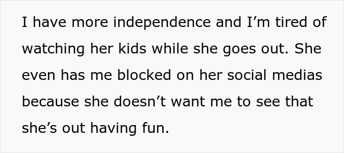 Text explaining the teen's frustration and the sister's 3rd pregnancy plan, using her as a free sitter for her kids. Text explaining the teen's frustration and the sister's 3rd pregnancy plan, using her as a free sitter for her kids.