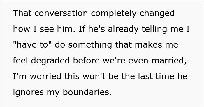 Text snippet: That conversation completely changed how I see him. Girlfriend realized getting married was a huge mistake.