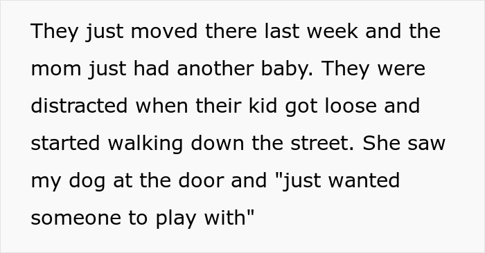 Text explaining neighbors distraction with a new baby led to a dog owner's worst nightmare. Text explaining neighbors distraction with a new baby led to a dog owner's worst nightmare.