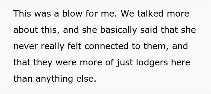 Text snippet describing the wife's emotional distance and lack of connection with the children she never wanted.