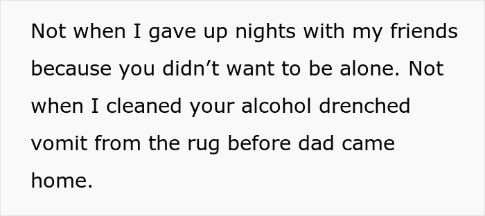 Teen recalls sacrifices made for controlling mom, giving up friends and cleaning up vomit. Teen recalls sacrifices made for controlling mom, giving up friends and cleaning up vomit.