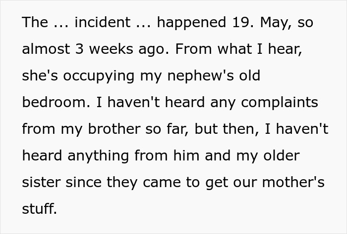 The entitled mom incident timeline and family involvement regarding the mother's belongings. The entitled mom incident timeline and family involvement regarding the mother's belongings.