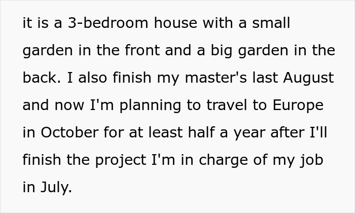 Screenshot of an online post, stating the man finished his master's and plans to travel to Europe. Screenshot of an online post, stating the man finished his master's and plans to travel to Europe.