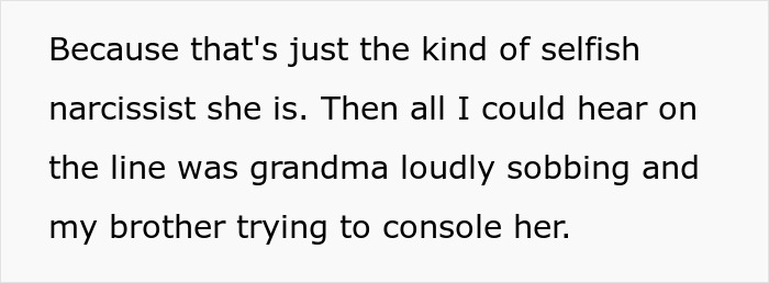 Entitled man plans to propose at brother's wedding, leading to grandma loudly sobbing and brother consoling her.