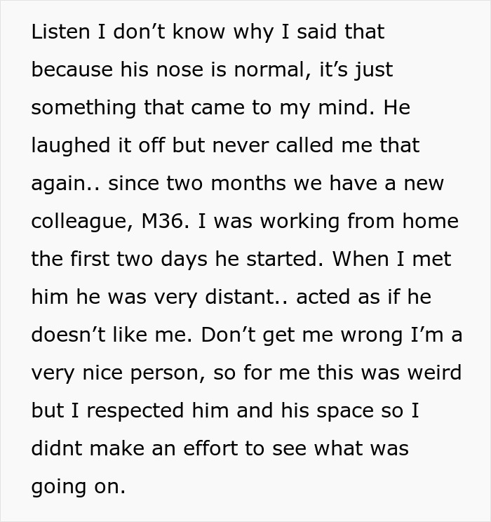 Text about a coworker's distant behavior after a rejection, detailing a new colleague at the office. Text about a coworker's distant behavior after a rejection, detailing a new colleague at the office.