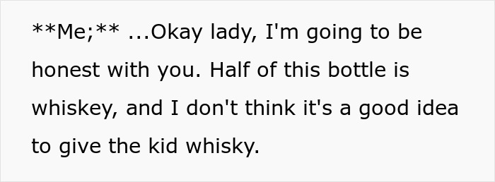 Karen accuses stranger of harming her kid; a text discussing a kid drinking alcohol-spiked cola.