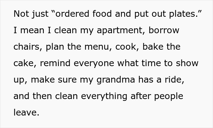 Screenshot of text detailing the extensive tasks involved in hosting a mom's B-day. Screenshot of text detailing the extensive tasks involved in hosting a mom's B-day.
