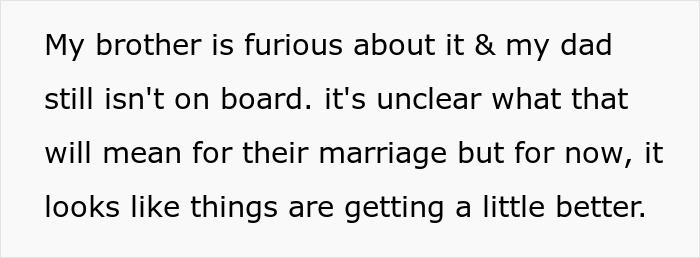 Text about the brother's fury and the dad's reluctance after the wedding dress incident, impacting marriage. Text about the brother's fury and the dad's reluctance after the wedding dress incident, impacting marriage.