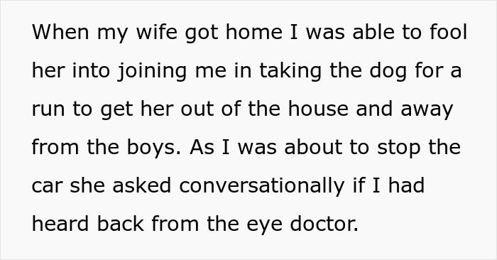 A man trying to get his wife out of the house to discuss his giant brain tumor diagnosis.