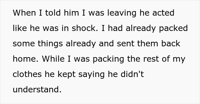 A screenshot of a paragraph about a woman leaving her fiancé, focusing on the fiancé's upset reaction. A screenshot of a paragraph about a woman leaving her fiancé, focusing on the fiancé's upset reaction.