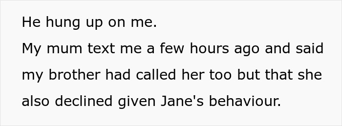 Text snippet mentioning a Delulu Mom, dad's fam, and refusal to house them.