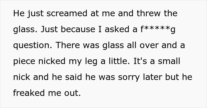 A woman questions her fiancé's football obsession, his angry response and a thrown glass change everything. A woman questions her fiancé's football obsession, his angry response and a thrown glass change everything.