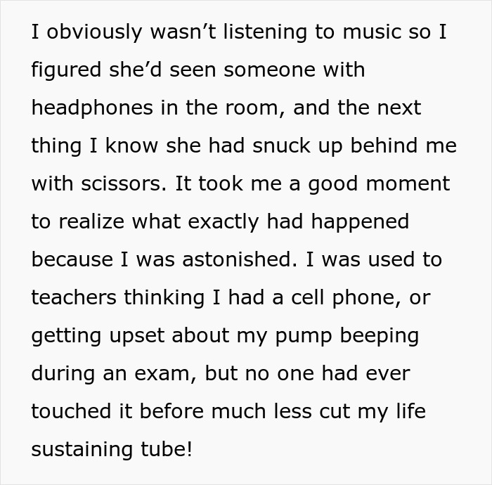 Teacher tries to put a kid in his place by cutting what she thought was a cell phone, but was an insulin pump. Teacher tries to put a kid in his place by cutting what she thought was a cell phone, but was an insulin pump.
