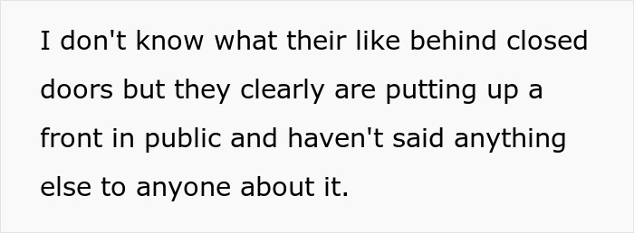 Text snippet describing how the couple with twisted values maintains a public front, despite their private issues.