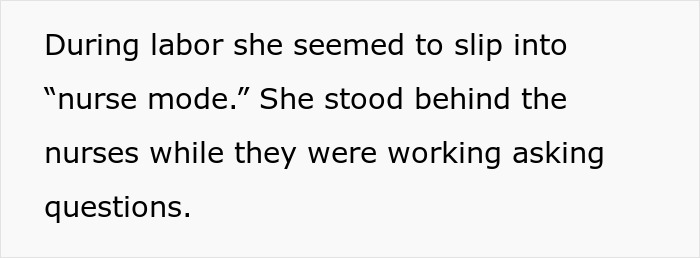 Screenshot of a story: During DIL's delivery, mom slips into nurse mode, asking nurses questions.