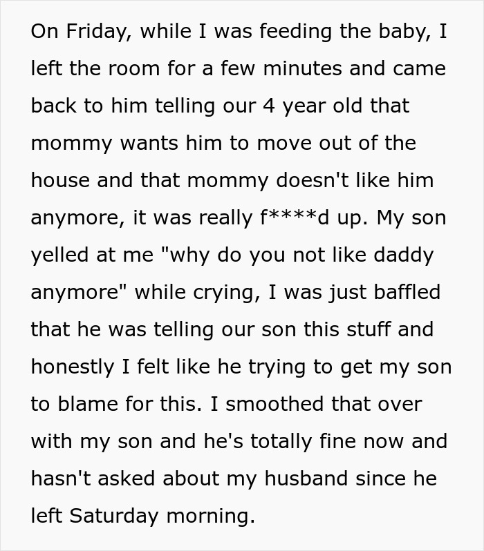Text snippet discussing how a guy cheats on his pregnant wife and uses their 4-year-old. Text snippet discussing how a guy cheats on his pregnant wife and uses their 4-year-old.