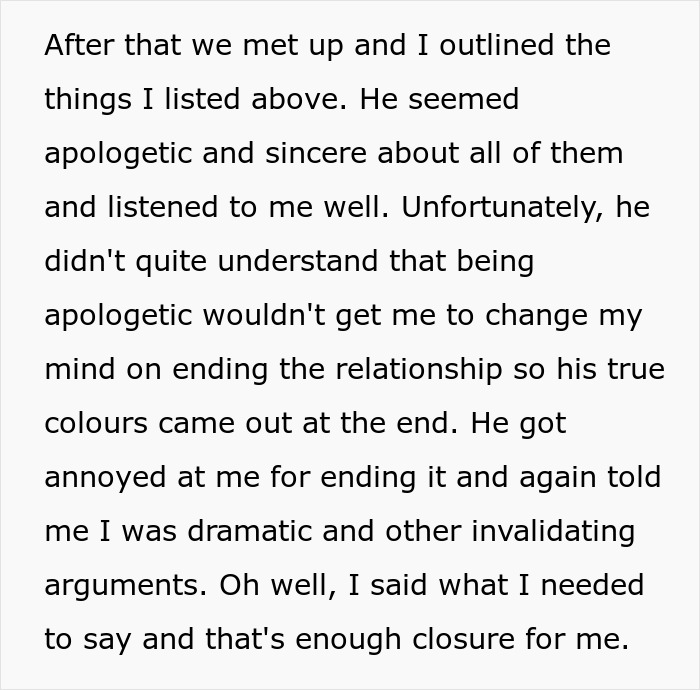 A screenshot of a paragraph describing a meeting with a boyfriend after a cruel prank, where he became annoyed. A screenshot of a paragraph describing a meeting with a boyfriend after a cruel prank, where he became annoyed.