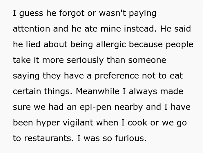 Woman Finds Out Her Husband Fakes A Dangerous Food Allergy, Then Uncovers A Pattern Of Bigger Lies