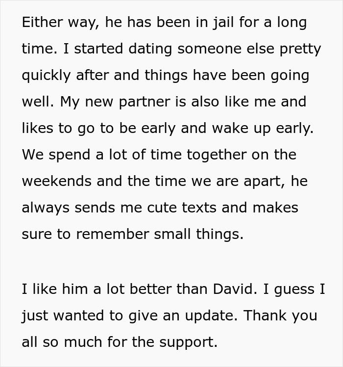 Screenshot of text about a woman's happiness after breaking up with a childish BF, freeing her from misery. Screenshot of text about a woman's happiness after breaking up with a childish BF, freeing her from misery.