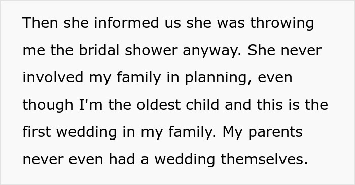 Family feud escalates over childfree wedding, MIL throws bridal shower without family involvement. Family feud escalates over childfree wedding, MIL throws bridal shower without family involvement.