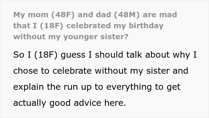 Parents Force Teen To Have Autistic Sis At All Bday Parties, Mad When She Does 18th Bday Differently Parents Force Teen To Have Autistic Sis At All Bday Parties, Mad When She Does 18th Bday Differently