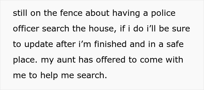 Text snippet about considering a police officer to search the house for a spy camera. Text snippet about considering a police officer to search the house for a spy camera.