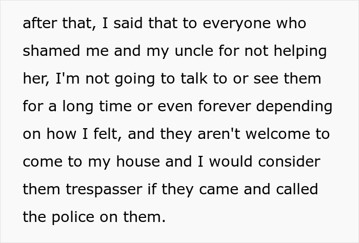 Man Thinks: Man cuts ties with shaming family, threatens police if they trespass. Man Thinks: Man cuts ties with shaming family, threatens police if they trespass.