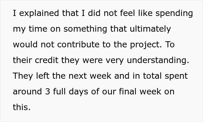 Text explaining not spending time on something that wouldn't contribute to the project, related to brownie recipe. Text explaining not spending time on something that wouldn't contribute to the project, related to brownie recipe.