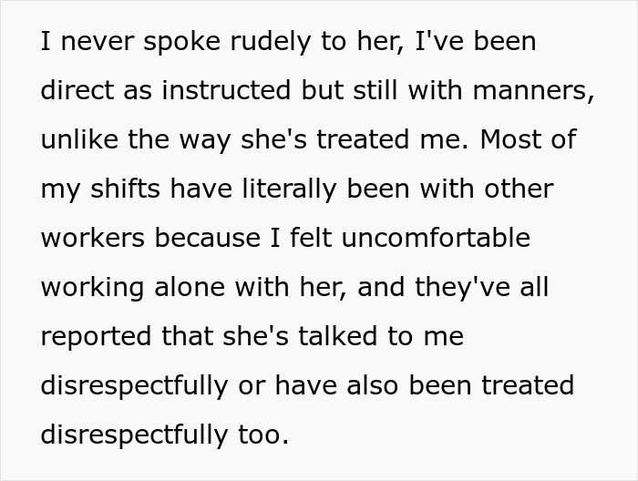 The 17YO at work: detailing respectful conduct despite made-up bullying claims and discomfort with a colleague. The 17YO at work: detailing respectful conduct despite made-up bullying claims and discomfort with a colleague.