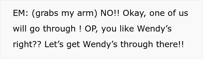Text about toxic parents trying to stop their daughter, mentioning Wendy's to get past airport security. Text about toxic parents trying to stop their daughter, mentioning Wendy's to get past airport security.