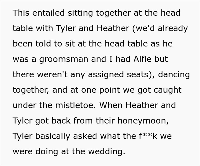 Screenshot of text about a wedding incident, relevant to a man who cheats on GF and gets mad. Screenshot of text about a wedding incident, relevant to a man who cheats on GF and gets mad.