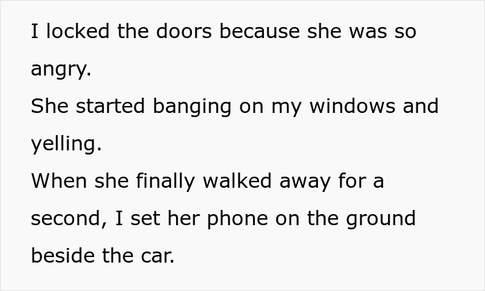 Text explaining the aftermath of a sister's unexpected reaction during a car trip, causing family drama. Text explaining the aftermath of a sister's unexpected reaction during a car trip, causing family drama.