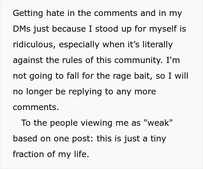 Text detailing how the daughter is receiving hate for standing up to her narcissist mom, but won't engage further. Text detailing how the daughter is receiving hate for standing up to her narcissist mom, but won't engage further.