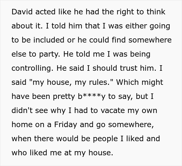 Woman stands her ground against childish BF, asserting my house, my rules, leading to a breakup. Woman stands her ground against childish BF, asserting my house, my rules, leading to a breakup.
