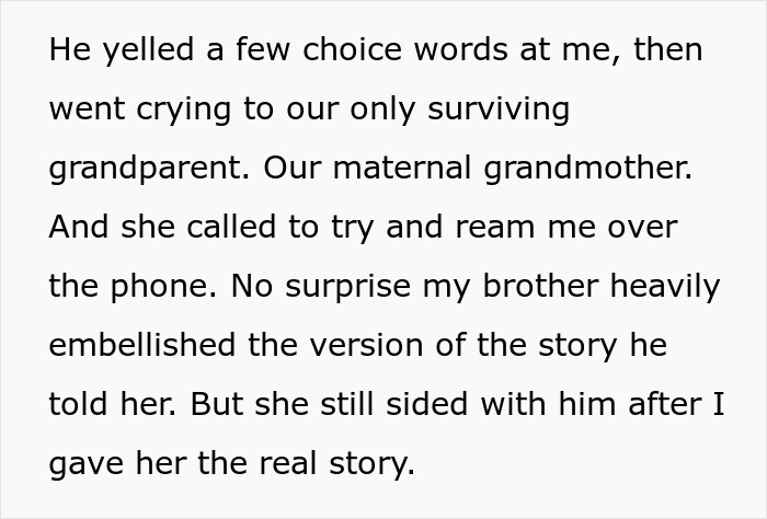An entitled man cries to his grandmother after his brother thwarts his wedding proposal plan.