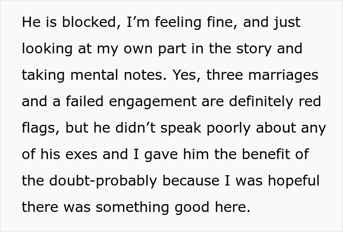 A comment about red flags with BF after GF connects the dots about his 10-day trip.