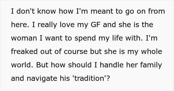 Text snippet: Groom expresses love for his GF but is unsure how to handle her family's wedding night bed sheet tradition.