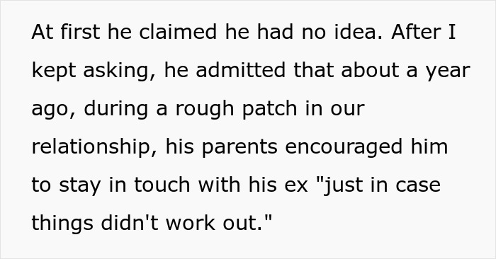 Text explaining a woman rethinks her engagement after a backup plan involving her future father-in-law is revealed.