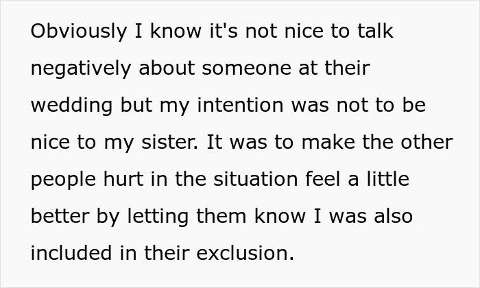 Bridesmaid explains her intention was to make others feel included regarding the wedding guest list.