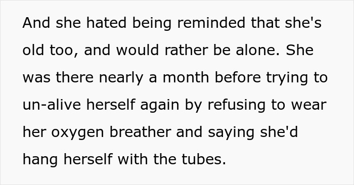 Text about someone refusing an oxygen breather, part of the entitled man's proposal consequences.