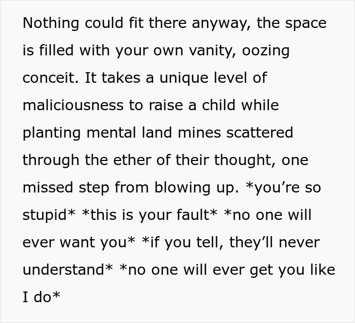 A teen's reflection on her controlling mom's vanity and the lies she was told about her body. A teen's reflection on her controlling mom's vanity and the lies she was told about her body.