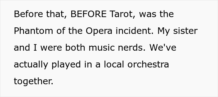 The anxious sibling recalls a past incident related to the Phantom of the Opera and shared love for music, preceding the service dog ban.