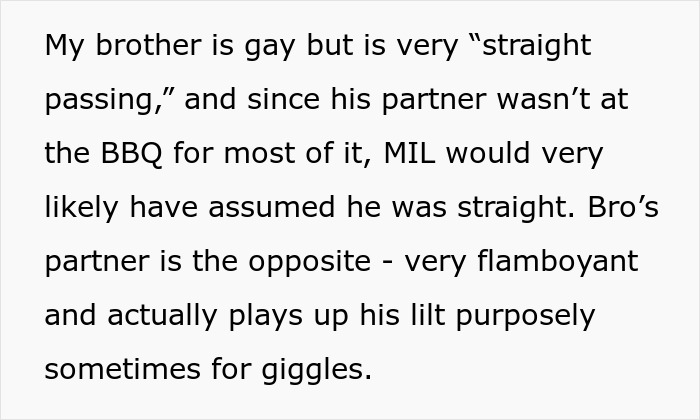 Text detailing the bride's gay brother and his partner, emphasizing their personalities before the wedding conflict.