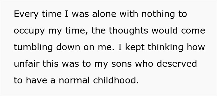 A person alone, reflecting on the unfairness of a brain tumor, thinking of their sons normal childhood.