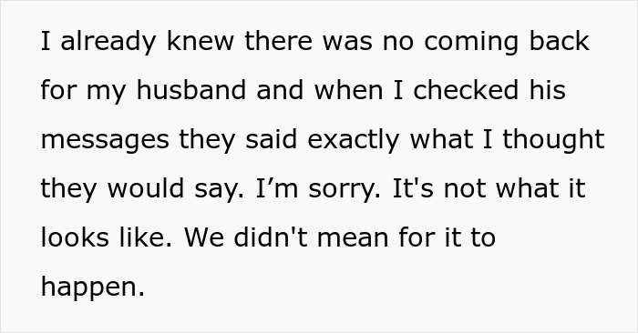 A woman reads messages from her husband and sister after discovering them naked in her home.