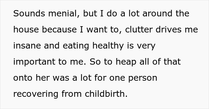 A man with cancer describing his contribution at home, while his postpartum wife expects him to slog.