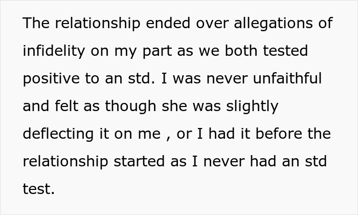 Screenshot of text discussing an ex ending a relationship by text and naming man as baby's dad with paperwork. Screenshot of text discussing an ex ending a relationship by text and naming man as baby's dad with paperwork.