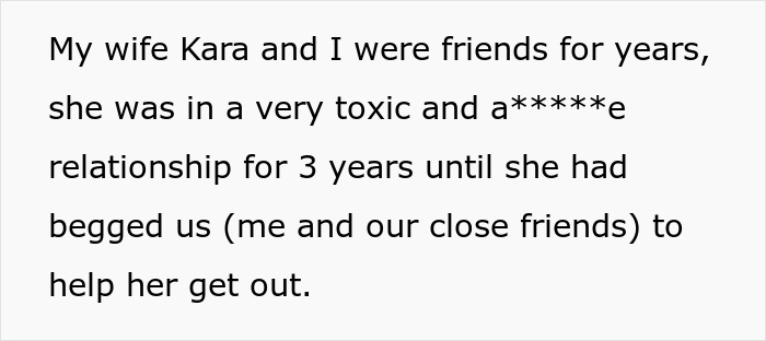 Screenshot of a post about a wife's past trauma and toxic relationship, which caused her husband to refuse to house his mom.